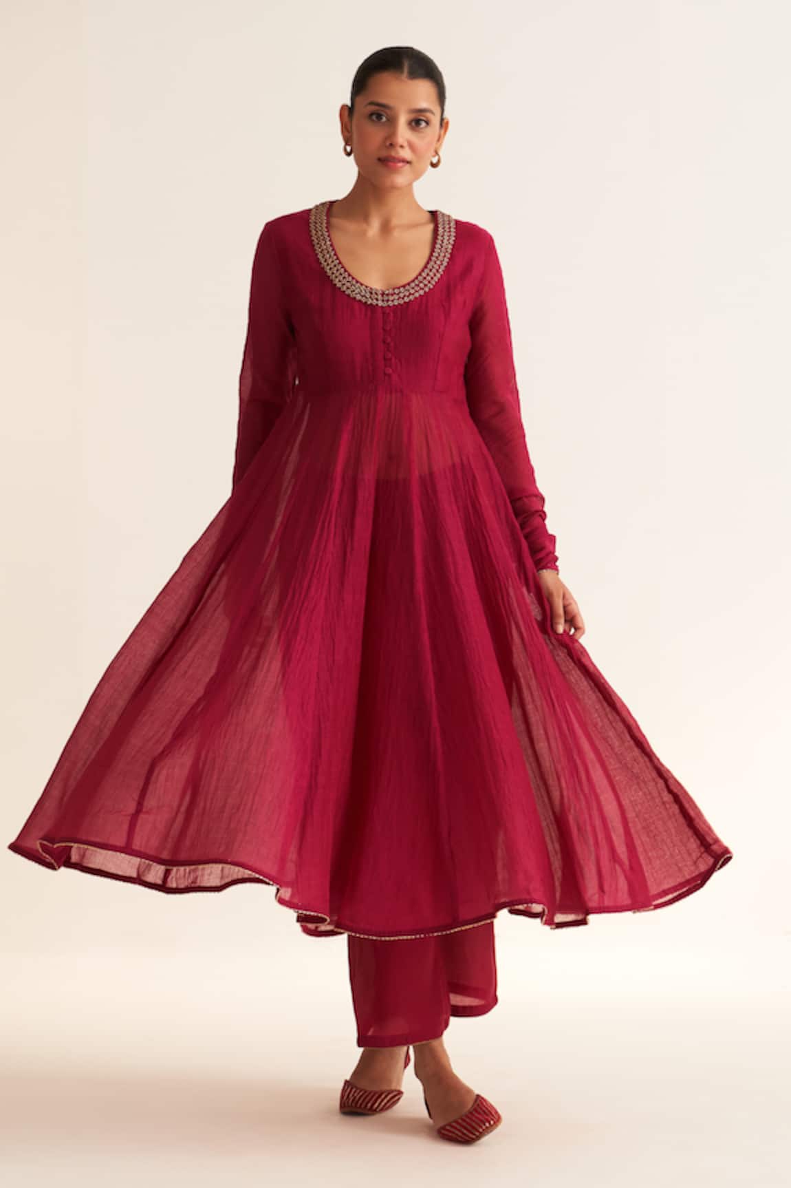 Dot Amal Deep Embroidered Anarkali Pant Set 