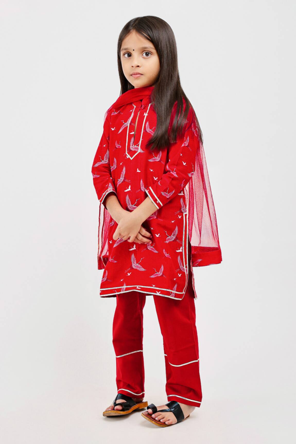 Mamma Plz Birds Print Kurta Pyjama Set 