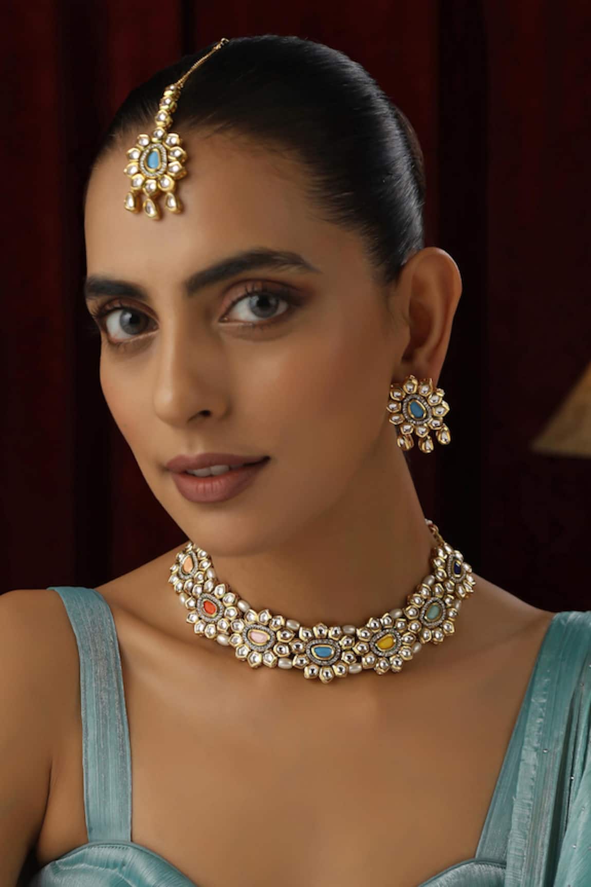 Swabhimann Flower Kundan Studded Choker Set 