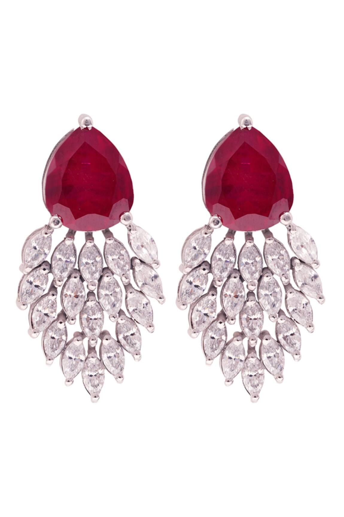 Prata Selene Stone Embellished Drop Earrings 