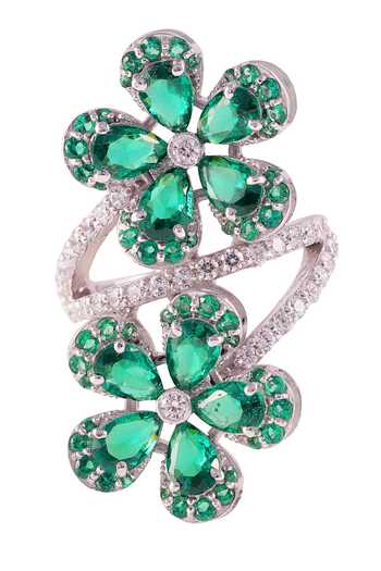 Prata Elysium Floral Stone Studded Ring 