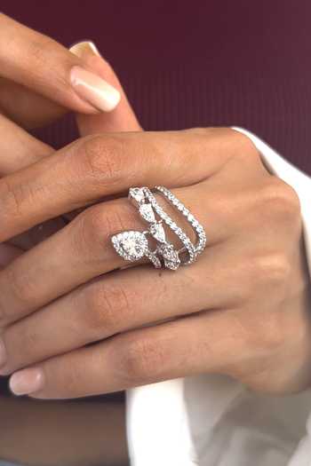 Prata Astral Flare Stone Studded Ring 