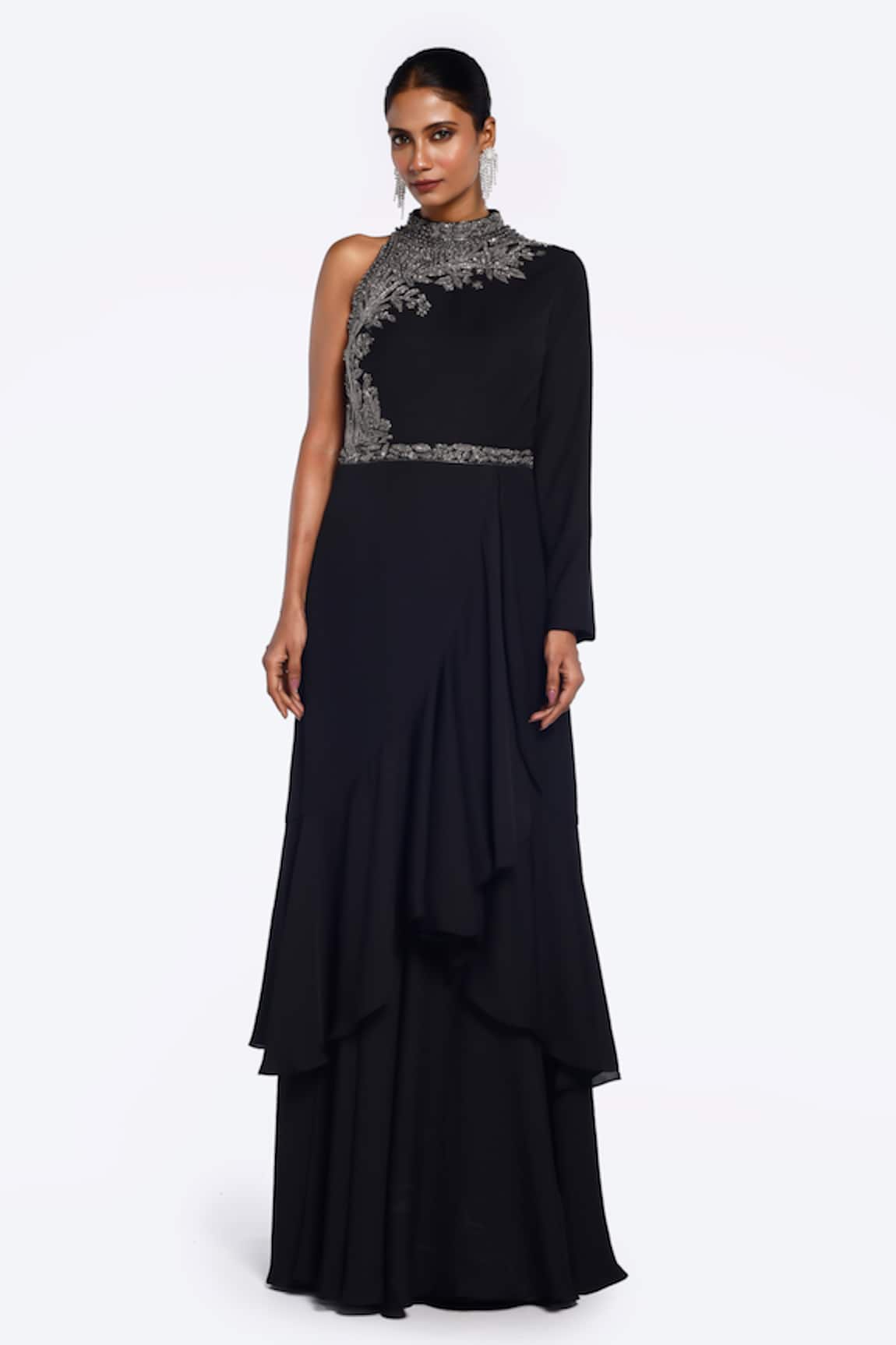 Onaya Floral Yoke Embellished Gown 