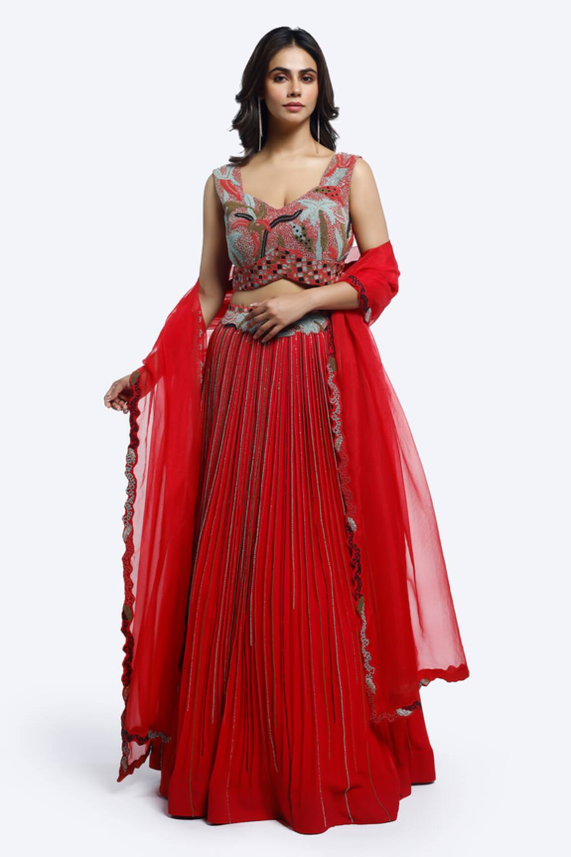 Onaya Stripe Embellished Lehenga Set 