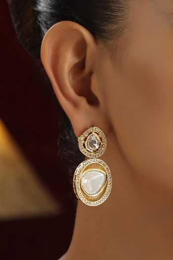 Swabhimann Clear Polki Drop Earrings 