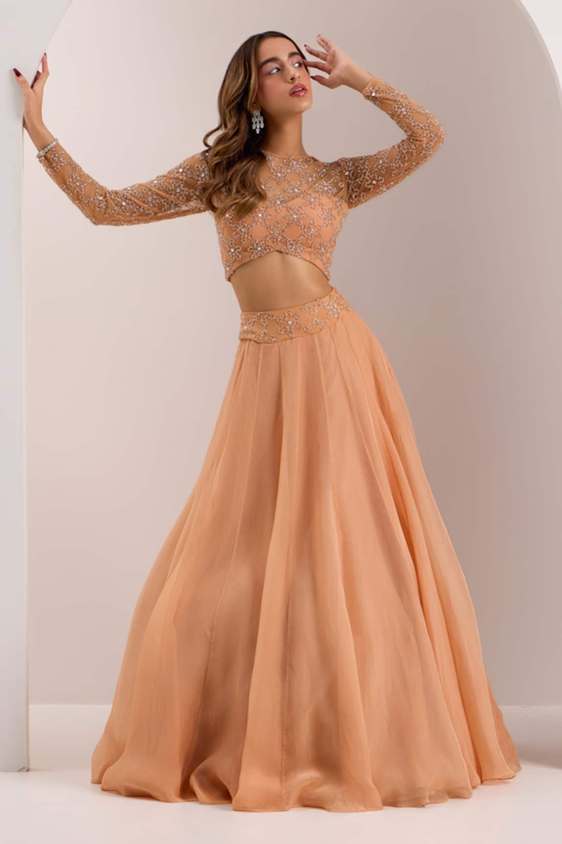 Silky Bindra Eira Bead Embellished Waist Lehenga Set