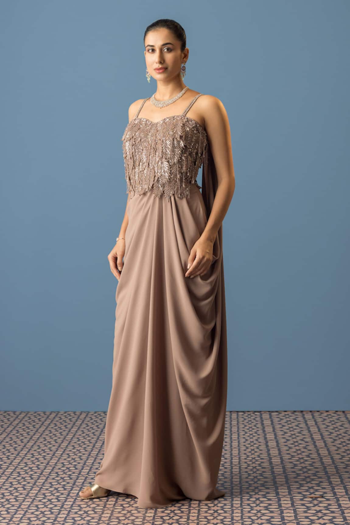 Rishi And Soujit Sequin Embroidered Gown 