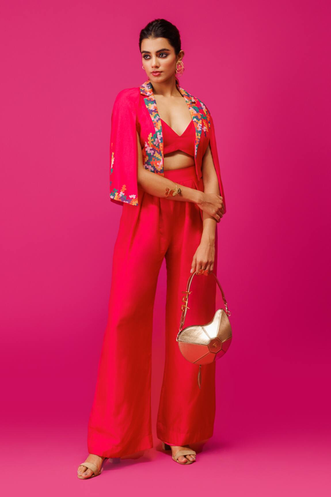 Rishi And Soujit Geometric Placket Embroidered Jacket Set 