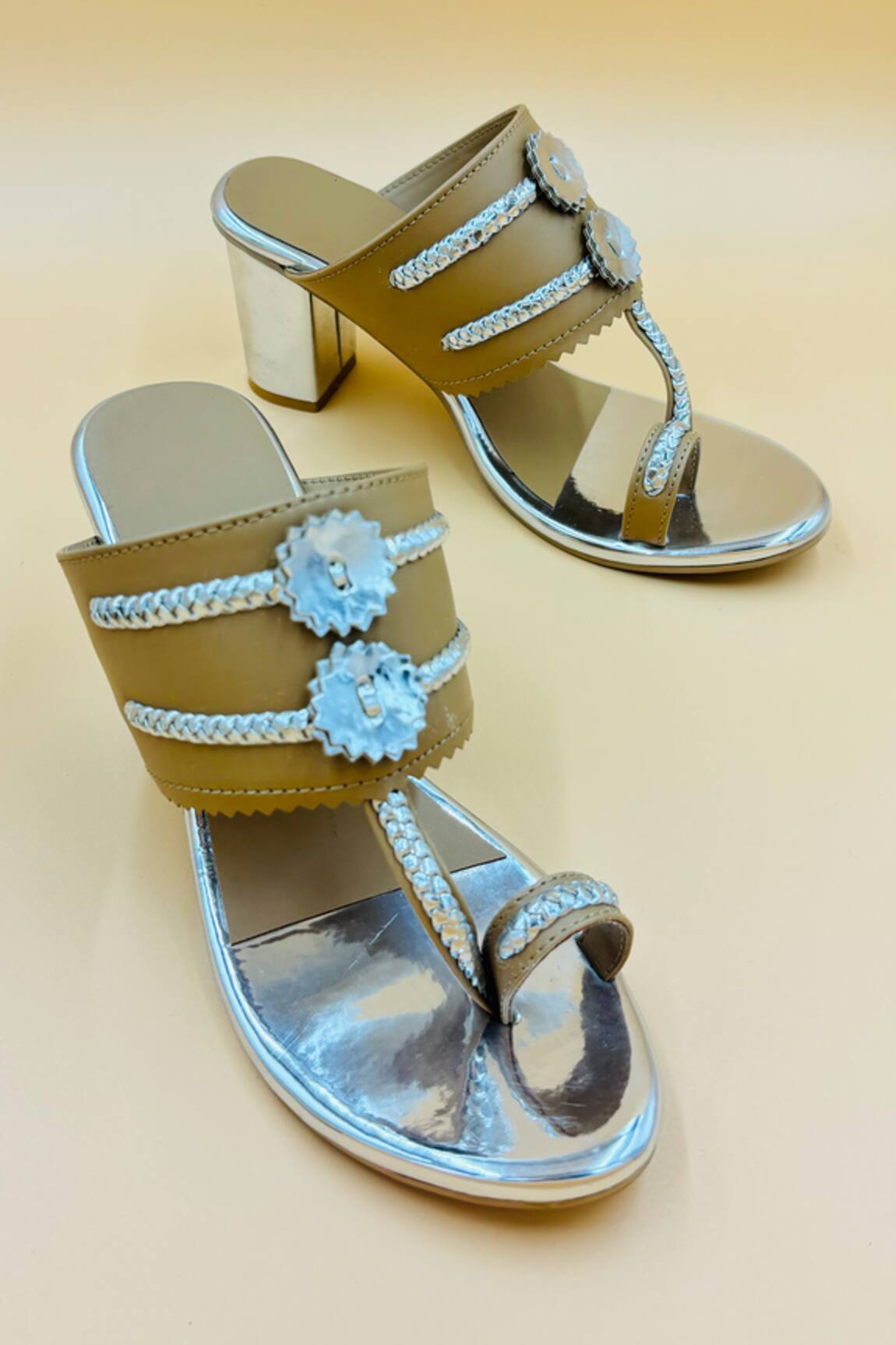 Shiveen Shiveen Prakruti Braided Strap Woven Kolhapuri Heels 