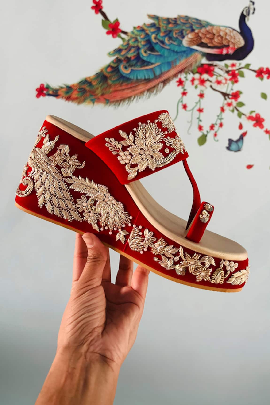 Shiveen Shiveen Roshana Zardozi Embroidered Wedges 