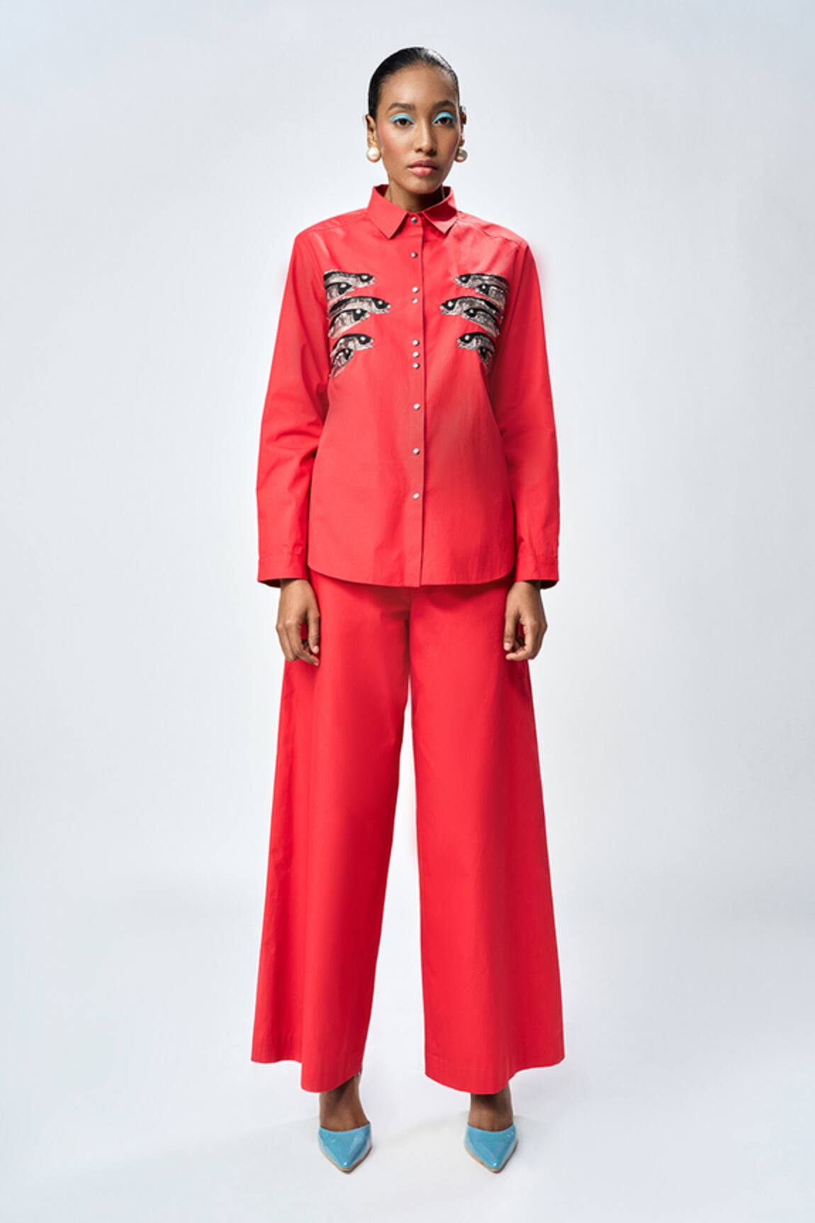 Shahin Mannan Fish Embroidered Shirt With Pant