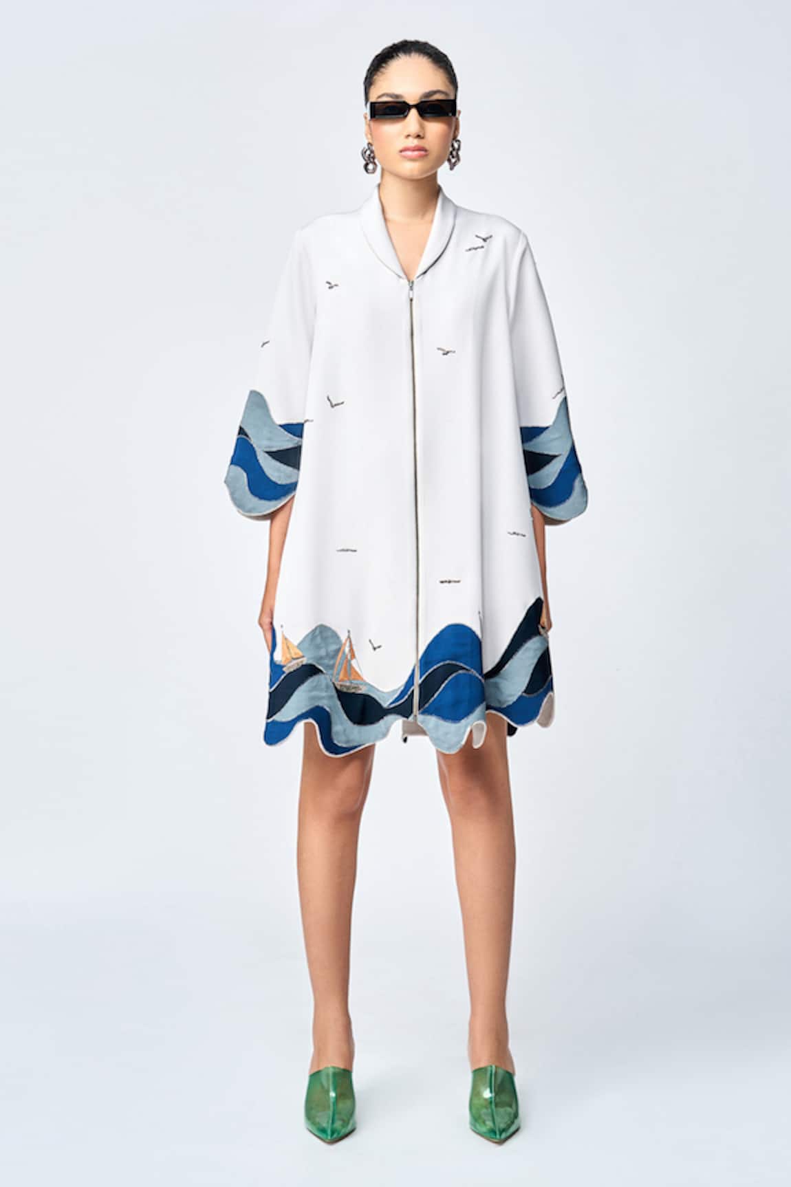 Shahin Mannan Wave & Boat Applique Work Dress 