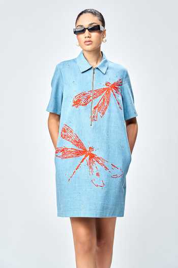Shahin Mannan Dragonfly Embroidered Dress 