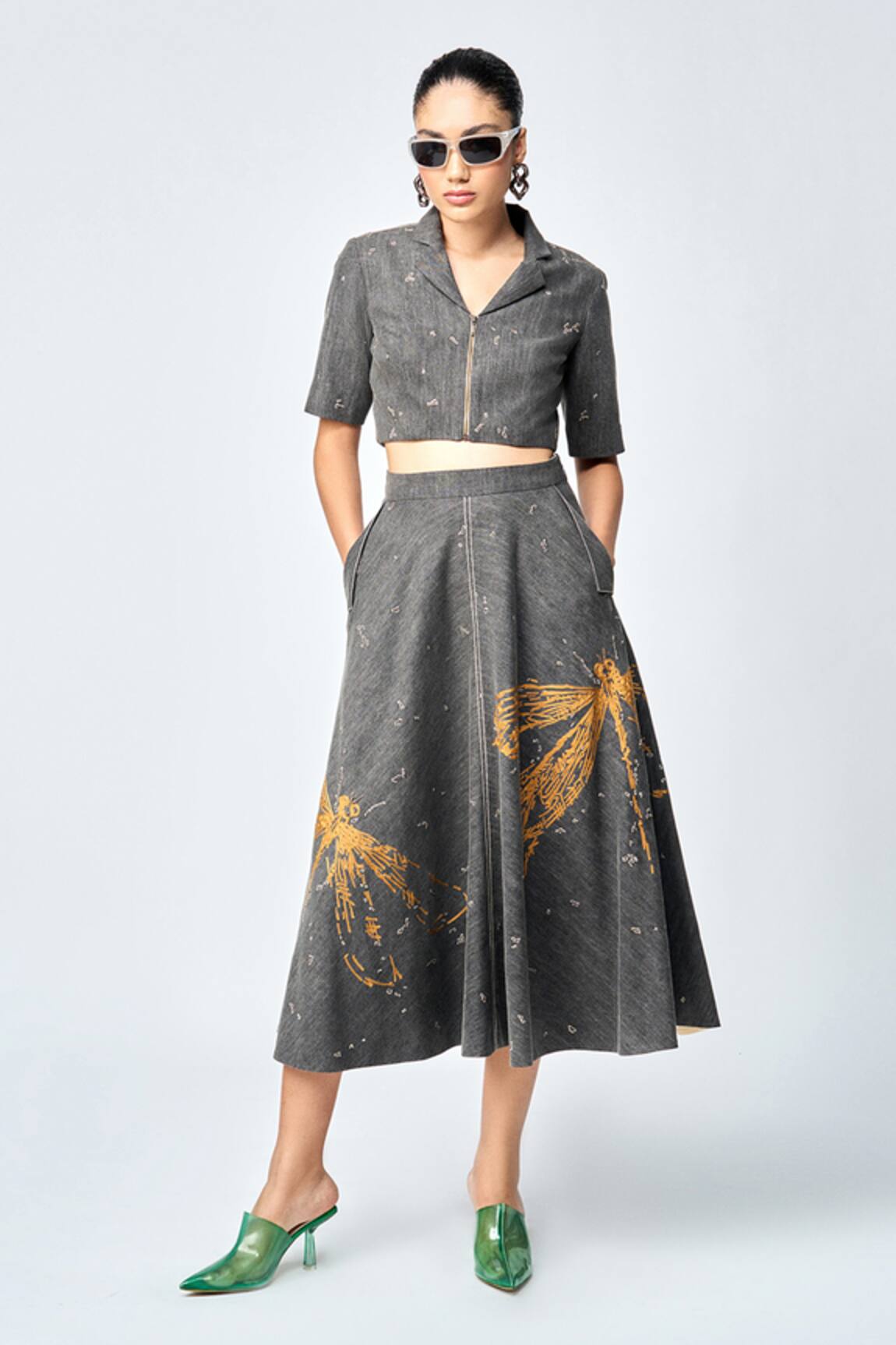 Shahin Mannan Circular Embroidered Skirt 