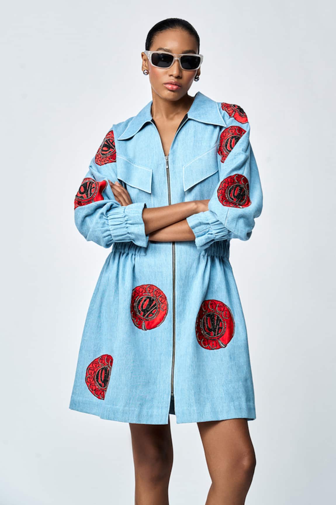 Shahin Mannan Telephone Dial Embroidered Dress 