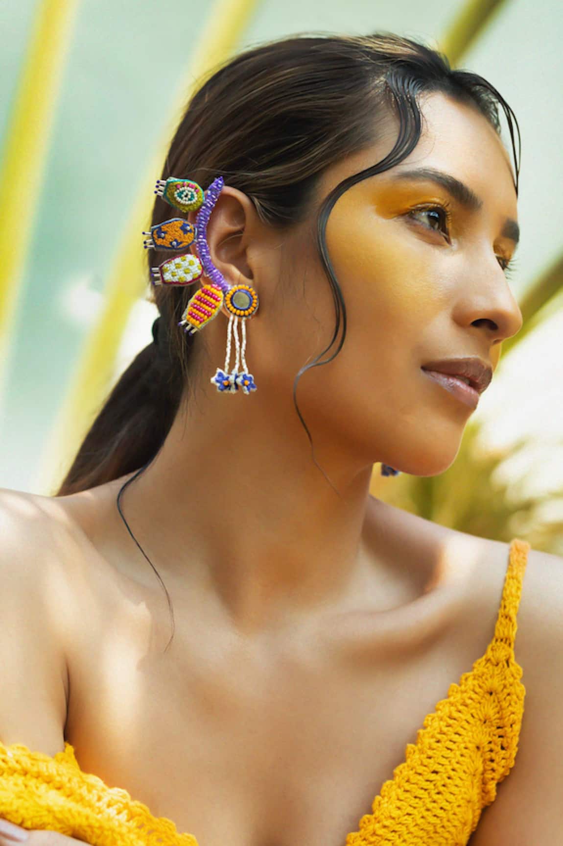 Krutiarts Boh Bead Embellished Handcrafted Earrings 