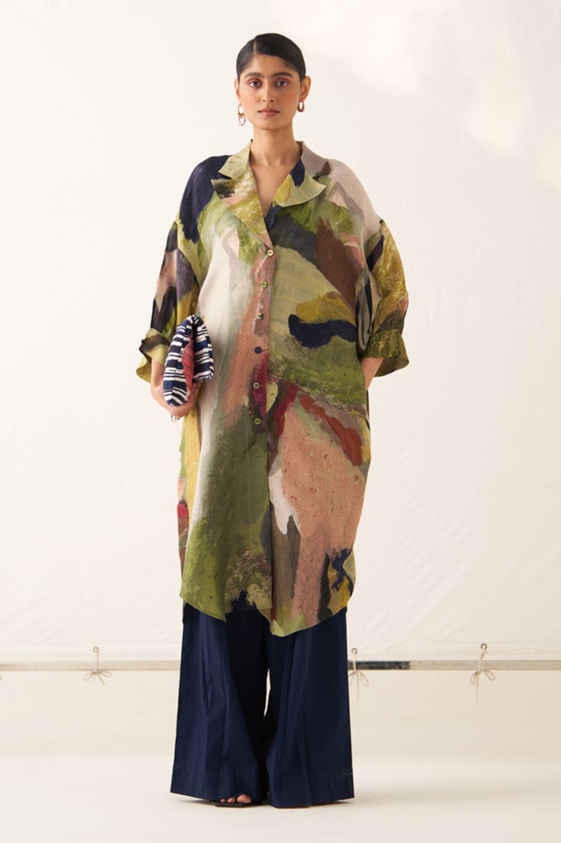 OFRIDA Phoenix Abstract Expressionist Print Trench Dress