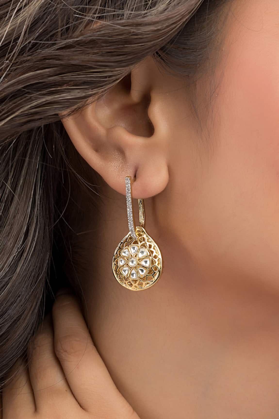 Vasundhara Geetika Tear Drop Shaped Danglers