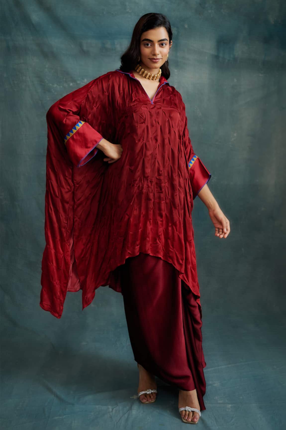 Krishna Mehta Embroidered Kaftan Tunic 