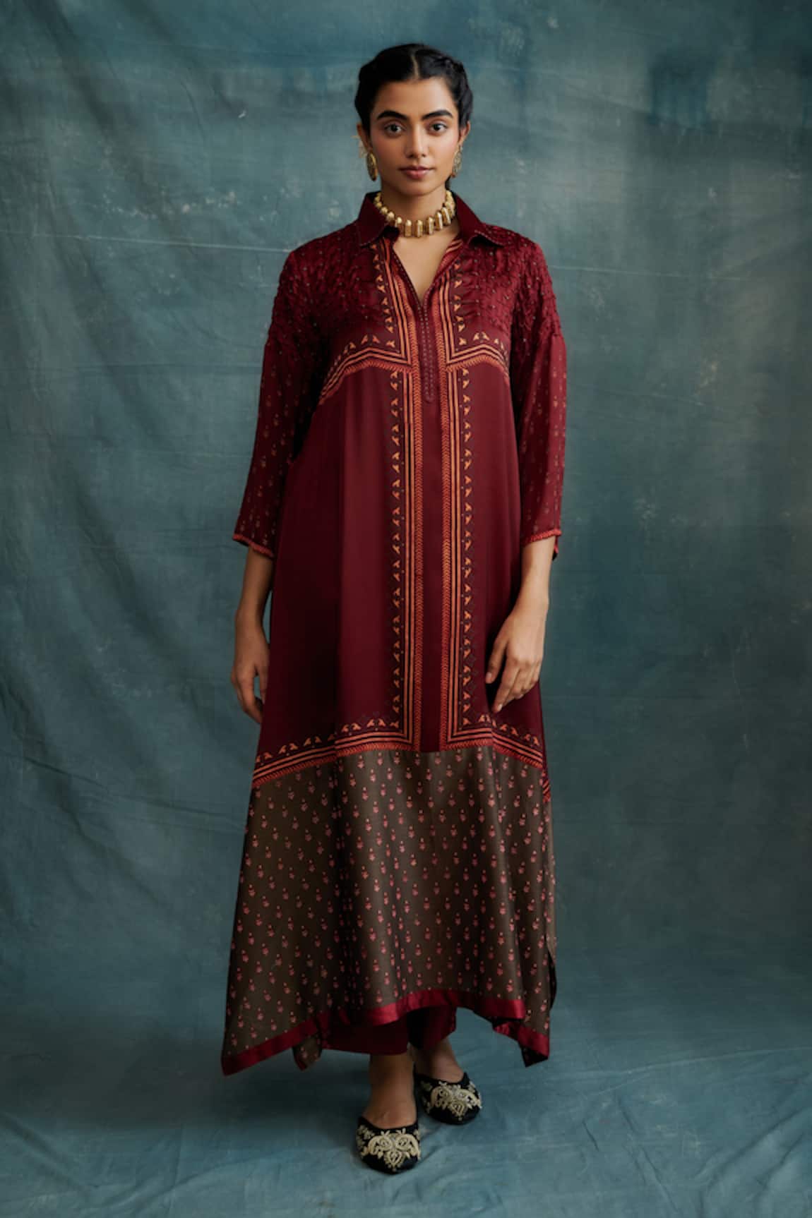 Krishna Mehta Geometric Block Print Kurta