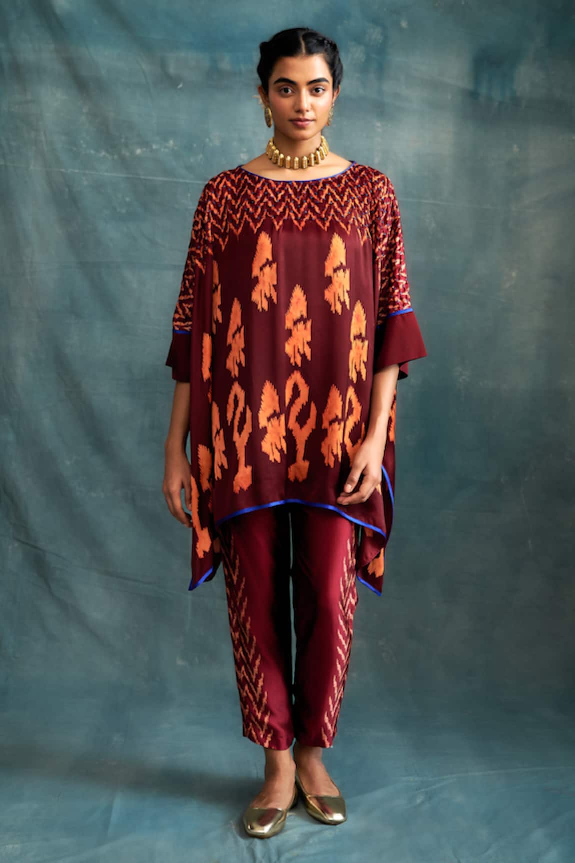 Krishna Mehta Modal Printed Kaftan & Pant Set 