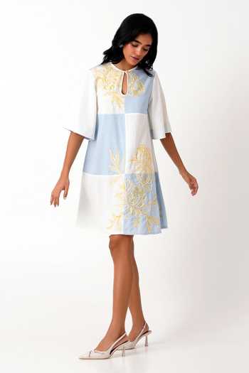 Madder Much Lora Checks Embroidered A-Line Dress 