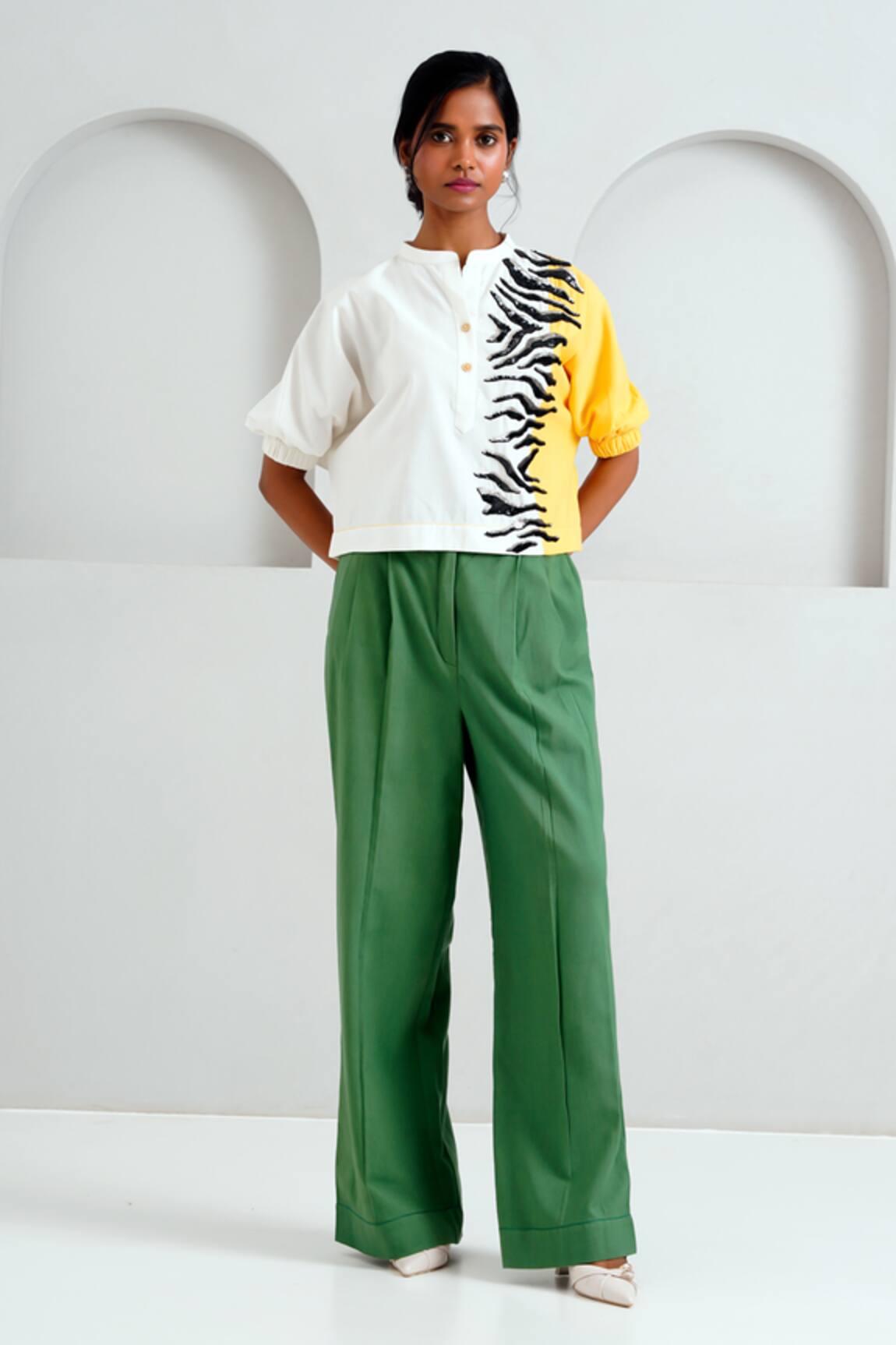 Madder Much Terra Spotted Tiger Embroidered Boxy Top 