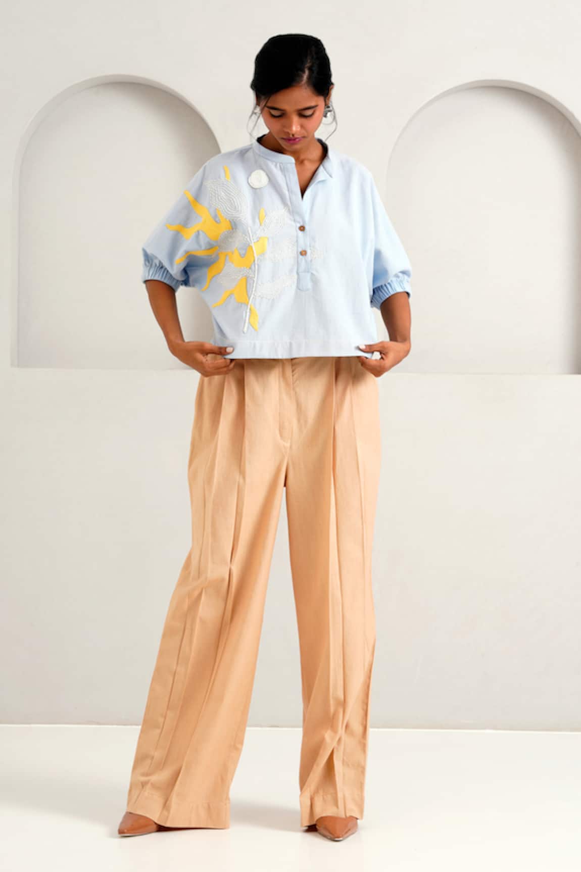 Madder Much Terra Full Moon Embroidered Boxy Top 