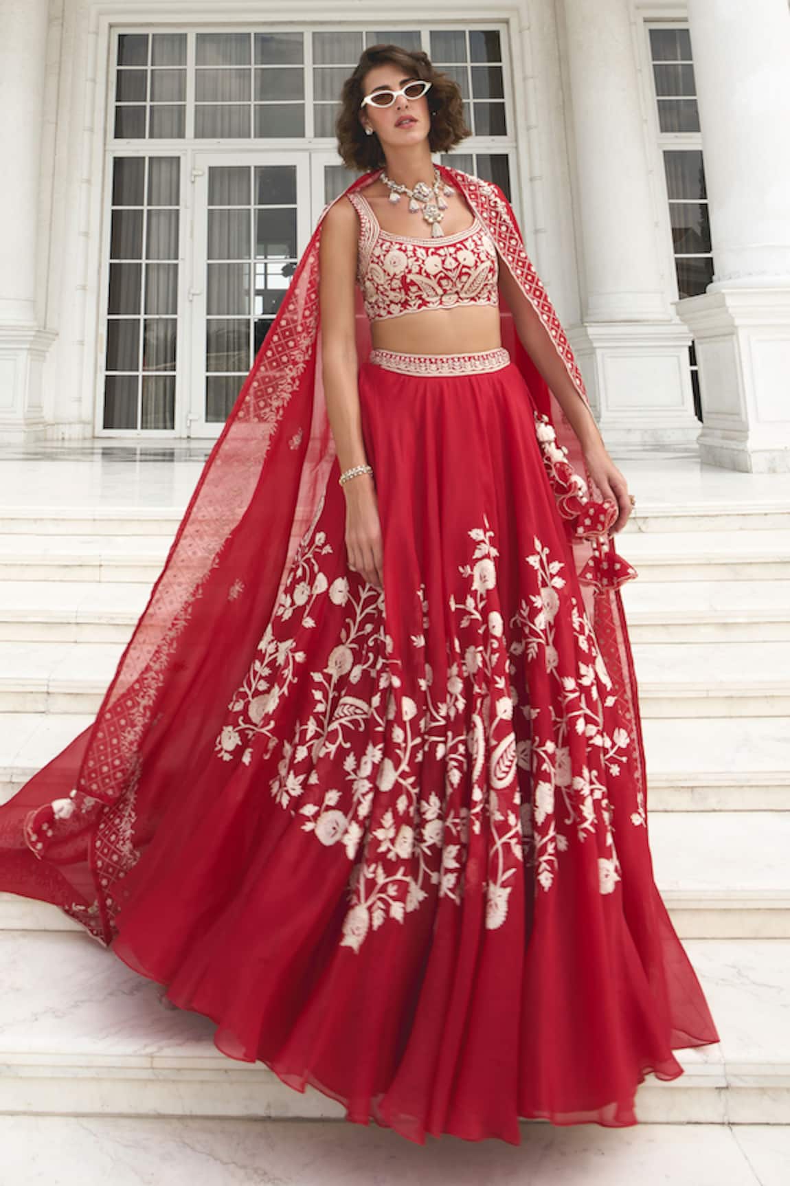 Label Sanya Gulati Floral Jaal Embroidered Lehenga Set 