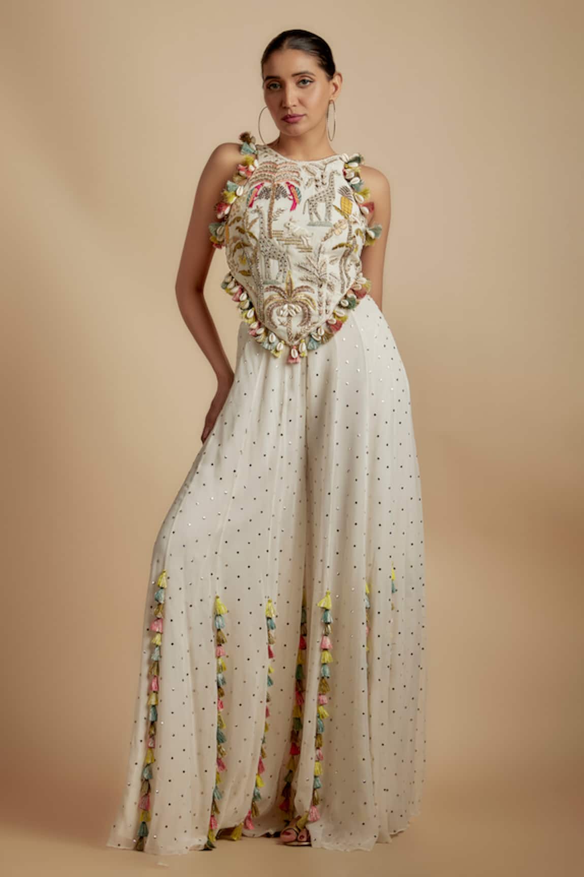 Payal Singhal Jungle Wonder Embroidered Back Tie Up Choli With Sharara 