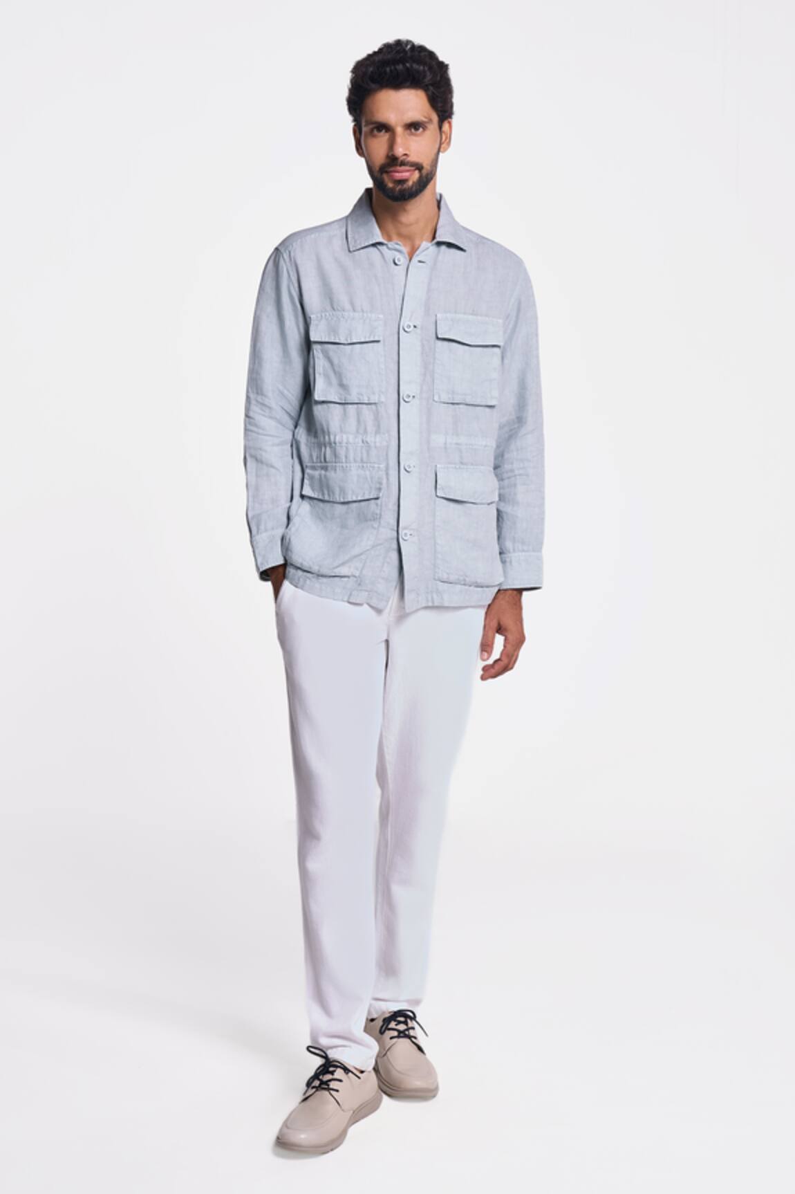 Terra Luna Felis Linen Twill Flap Pocket Shirt