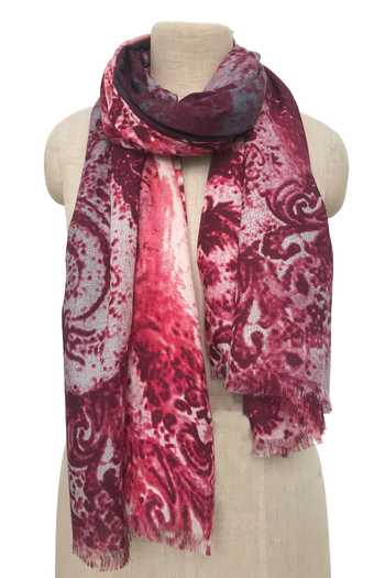 Pashma Textures In Paisleys Silk Cashmere Scarf 