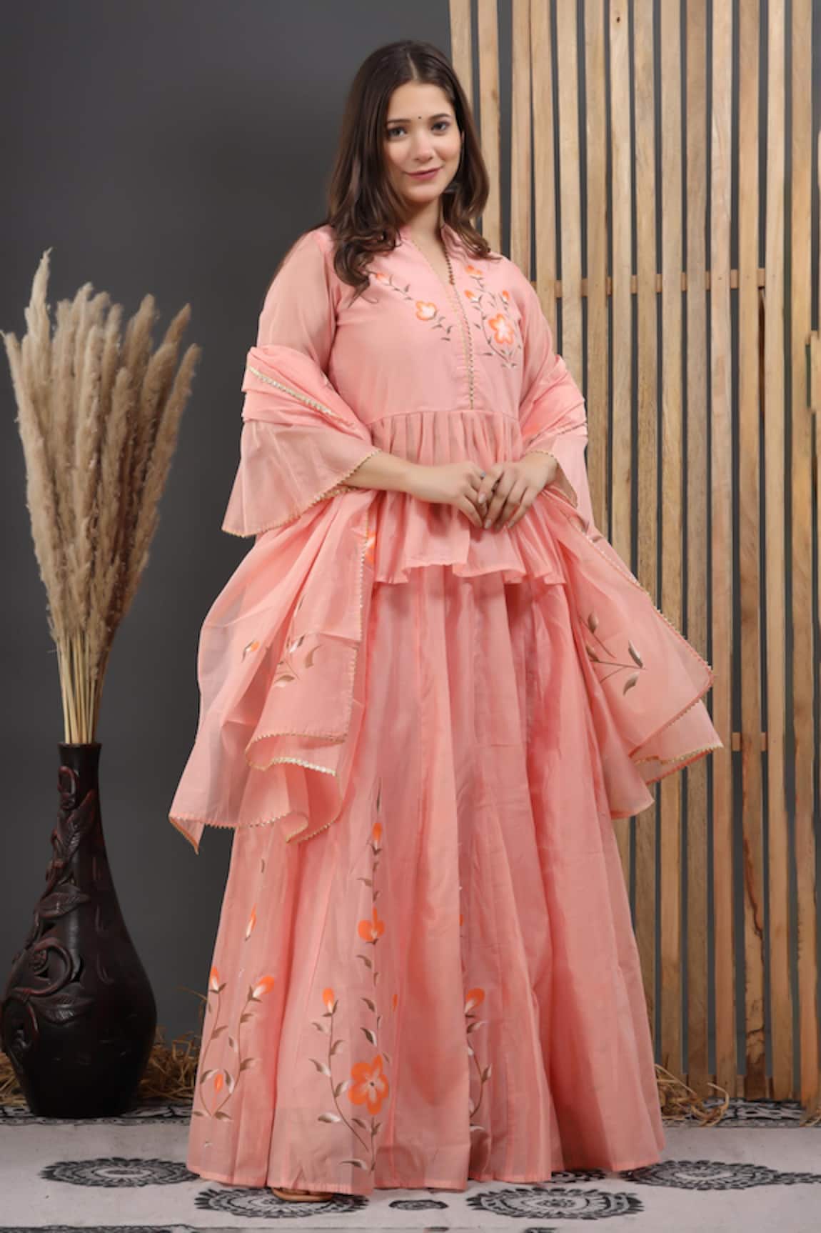 Suti Kapda Chanderi Gota Embroidered Lehenga Set 