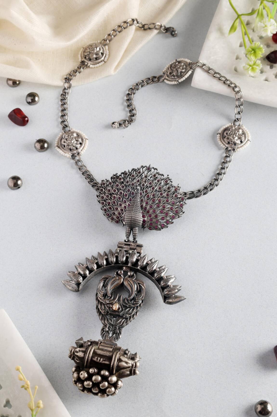 Mero Jewellery Tribal Peacock Temple Long Pendant Necklace 