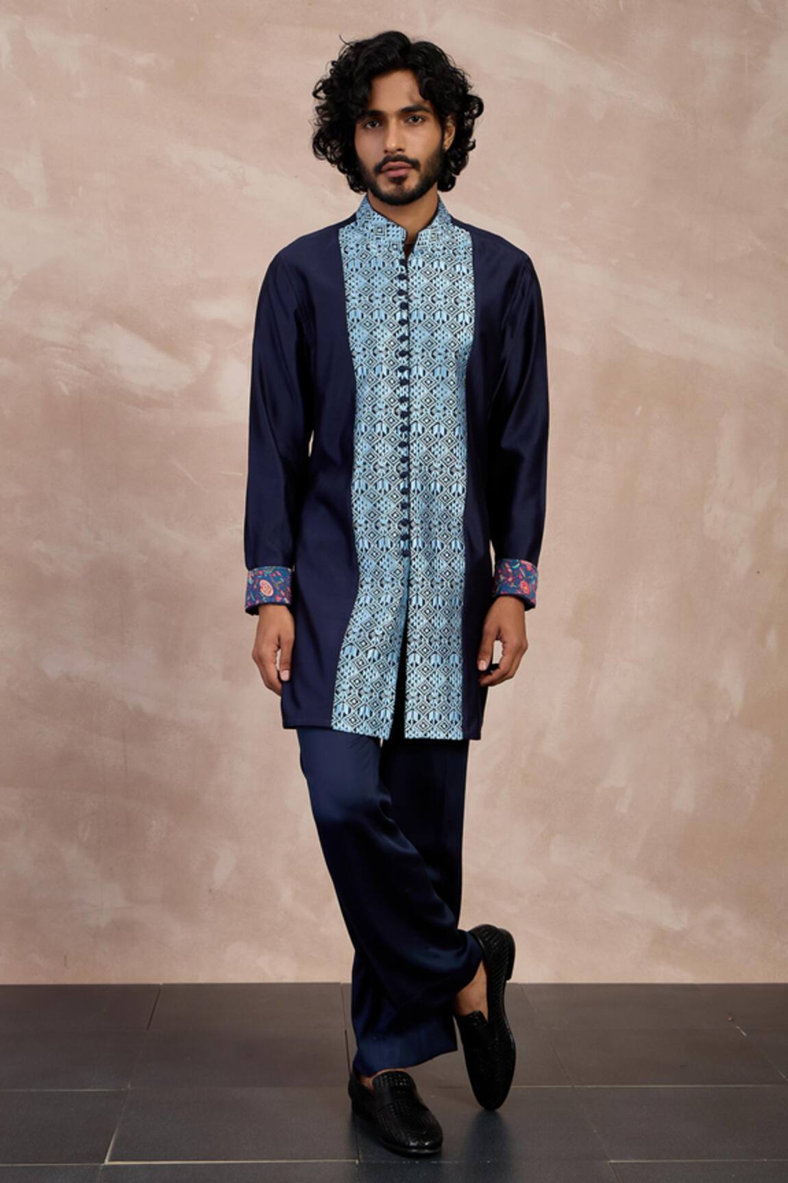 Arjan Dugal Chanderi Silk Chintz Print Kurta With Pant