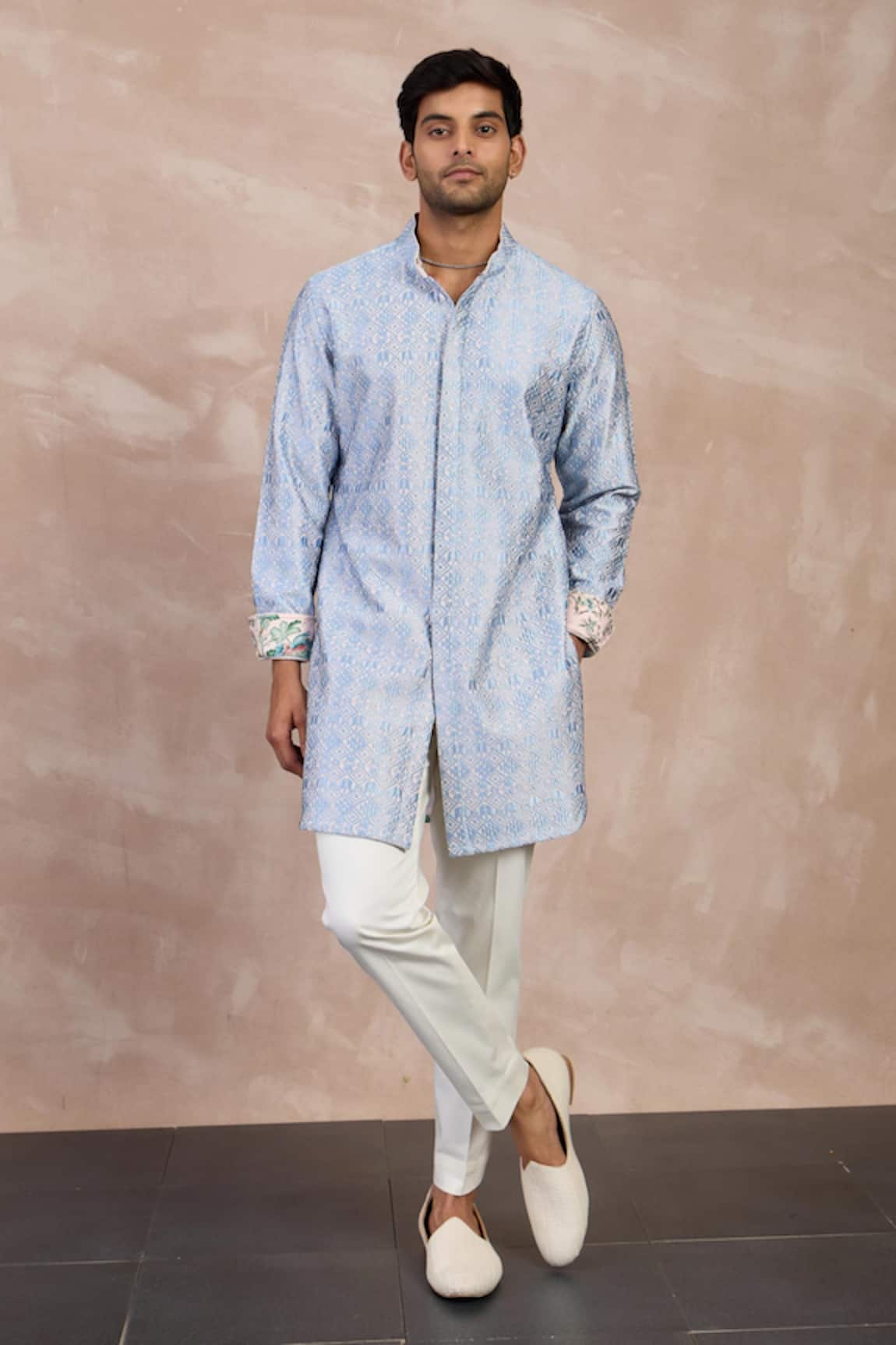 Arjan Dugal Big Flower Print Straight Kurta With Pant 
