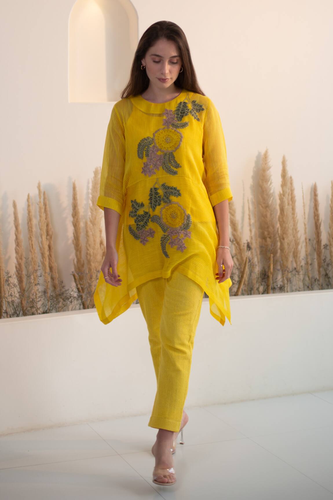 Oja Flora Crochet Work Kurta With Pant