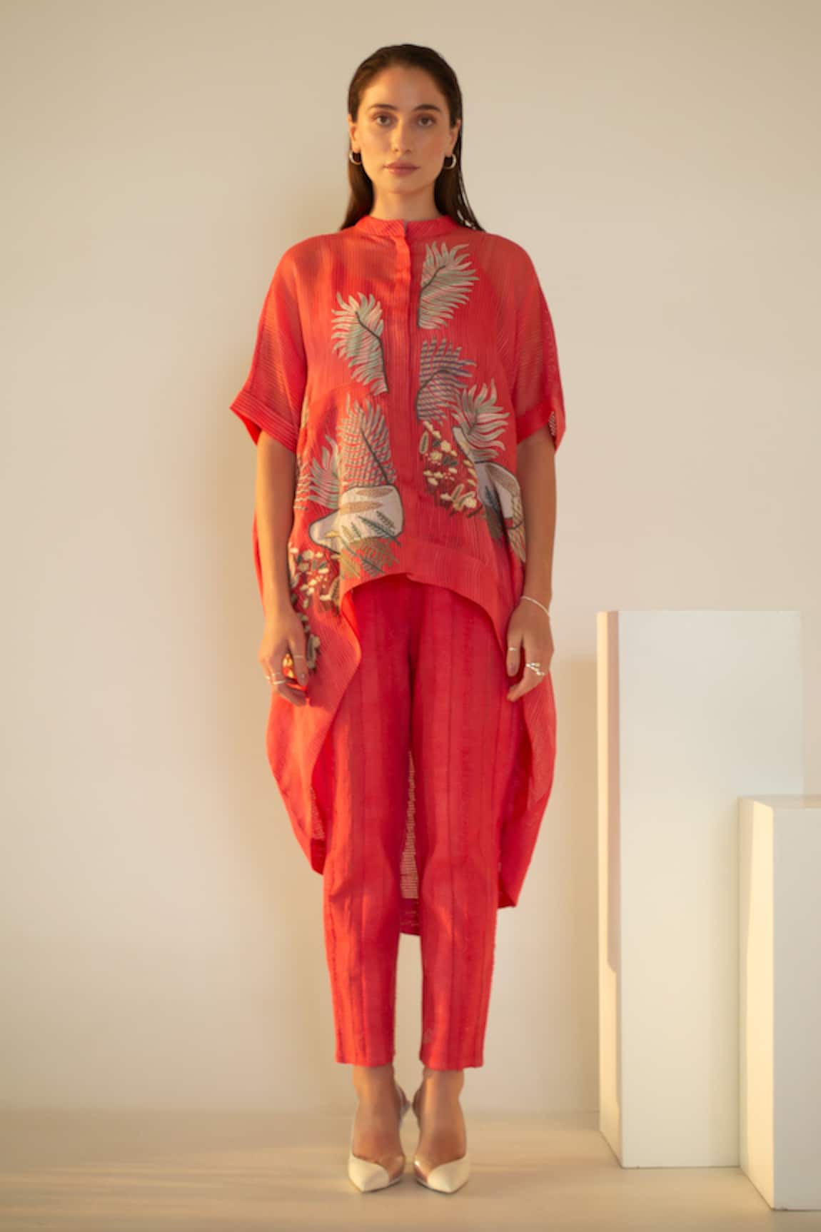 Oja Leaf Crochet Patch Work Kurta With Pant 