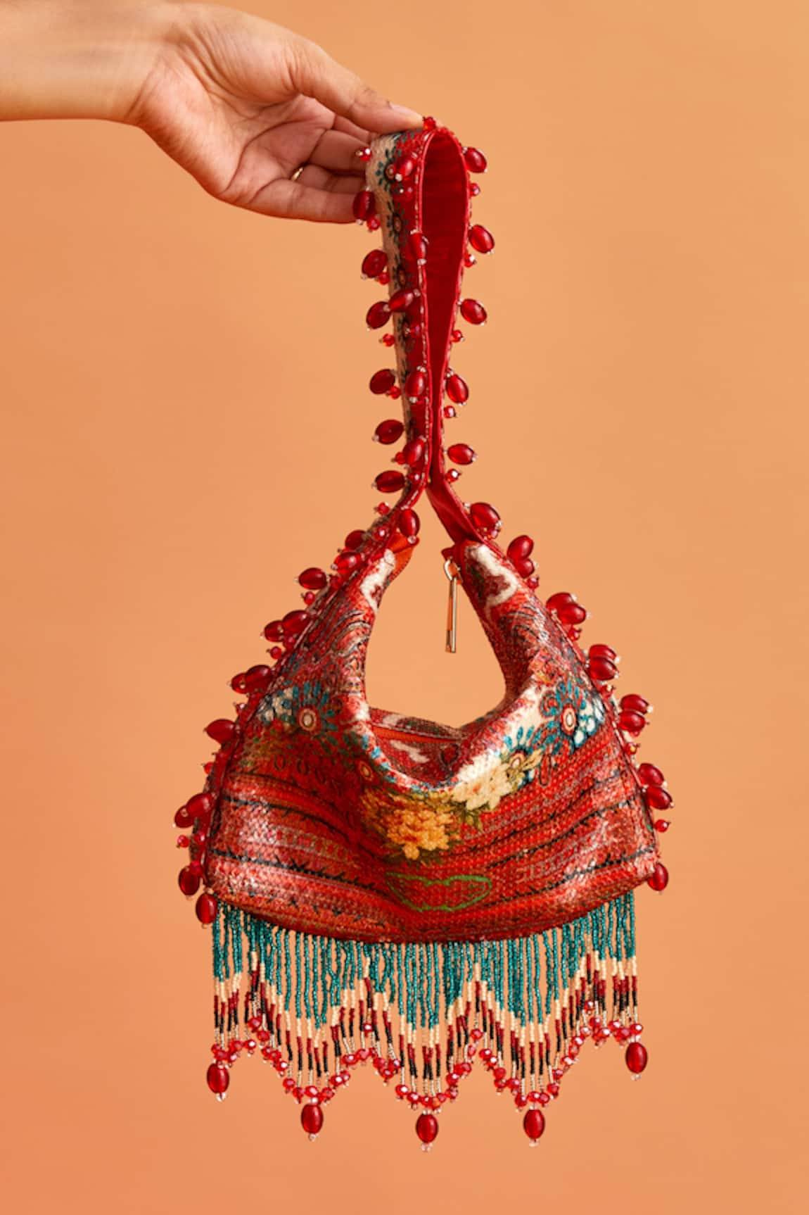 The Garnish Company Crisann Floral Print Tassel Potli