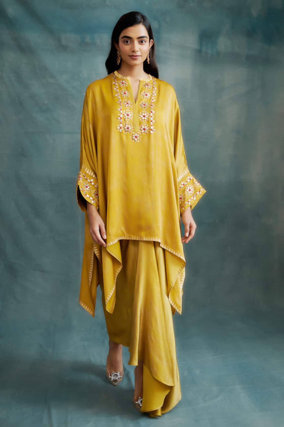 Krishna Mehta Floral Embroidered Kaftan 