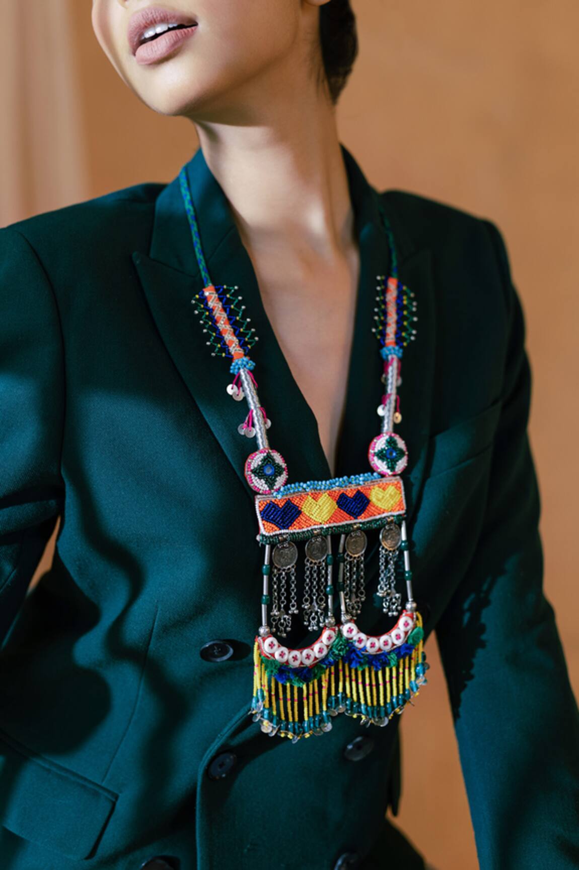 Krutiarts Vevlo Bead & Metal Embellished Necklace 