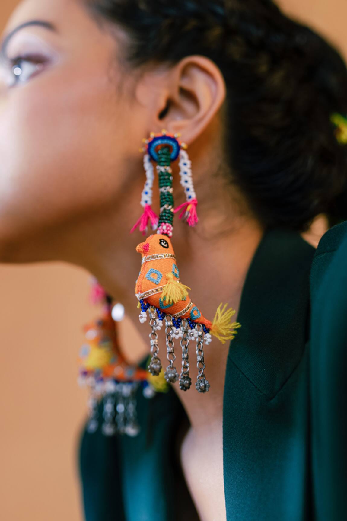 Krutiarts Fafa Sparrow Bead Embellished Earrings 