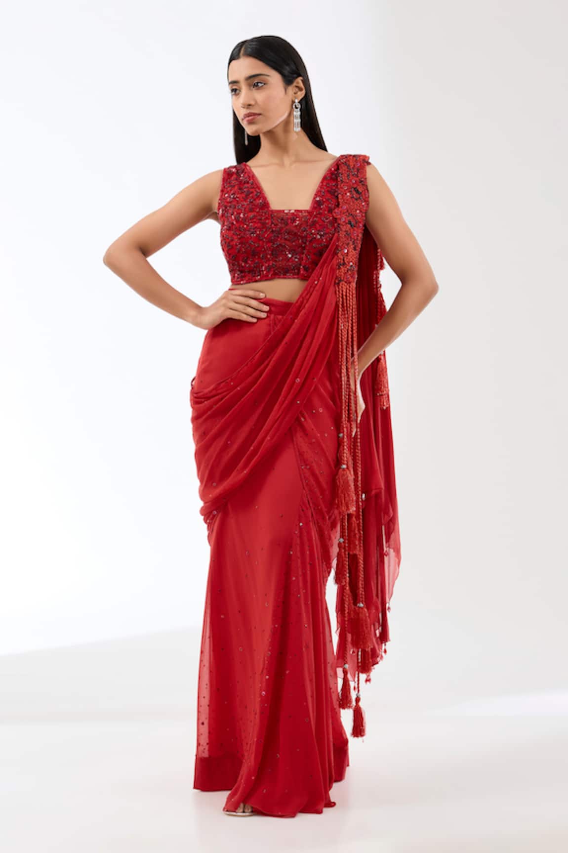 Rabani & Rakha Sairra Embroidered Pre-Stitched Saree With Blouse 
