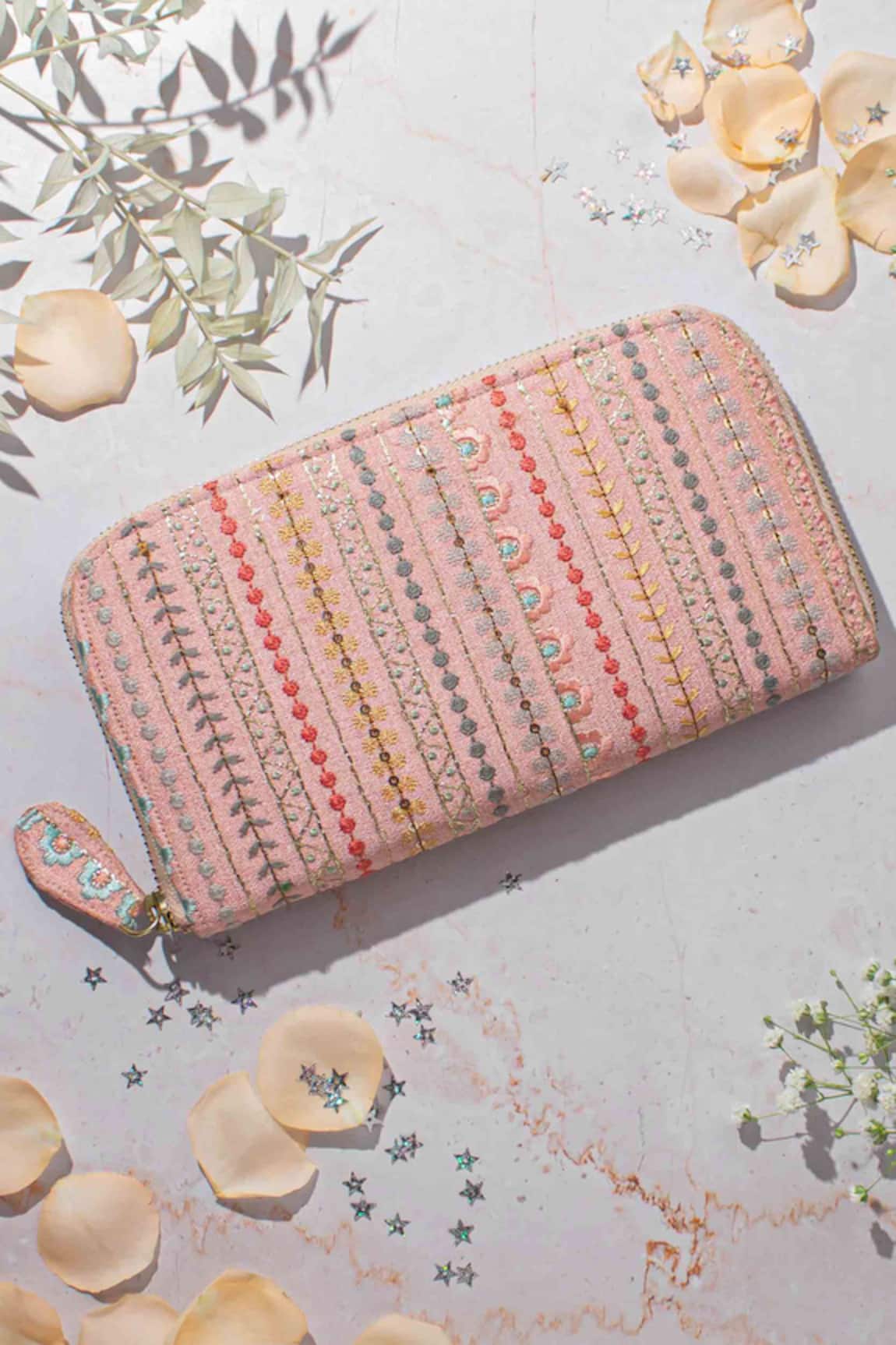Amyra Linea Embroidered Stripe Wallet 