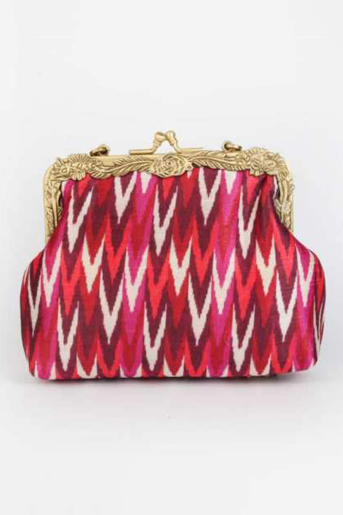 Vareli Bafna Ikkat Pattern Clutch