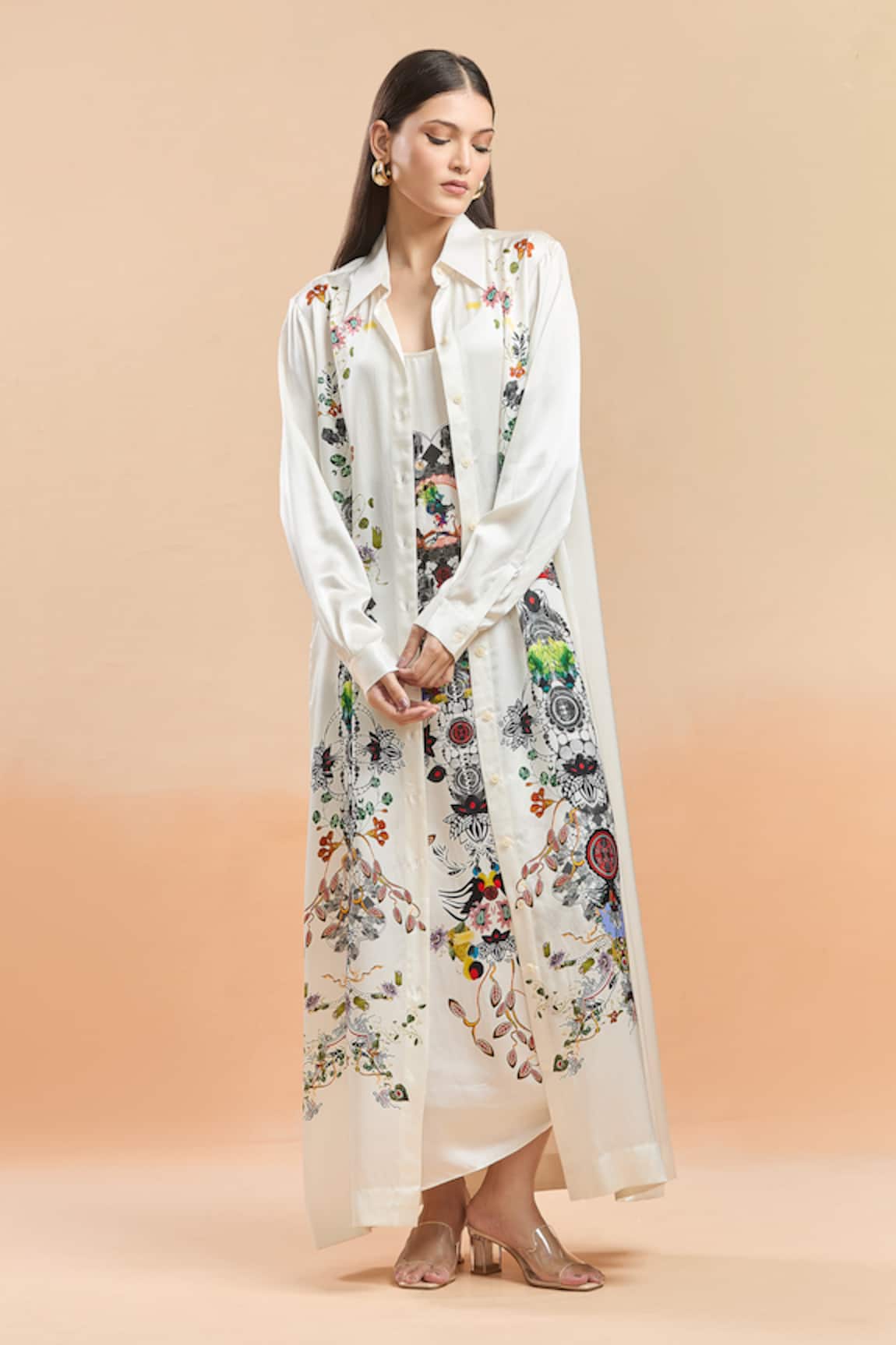 AK-OK Longline Printed Jacket & Sleeveless Dress