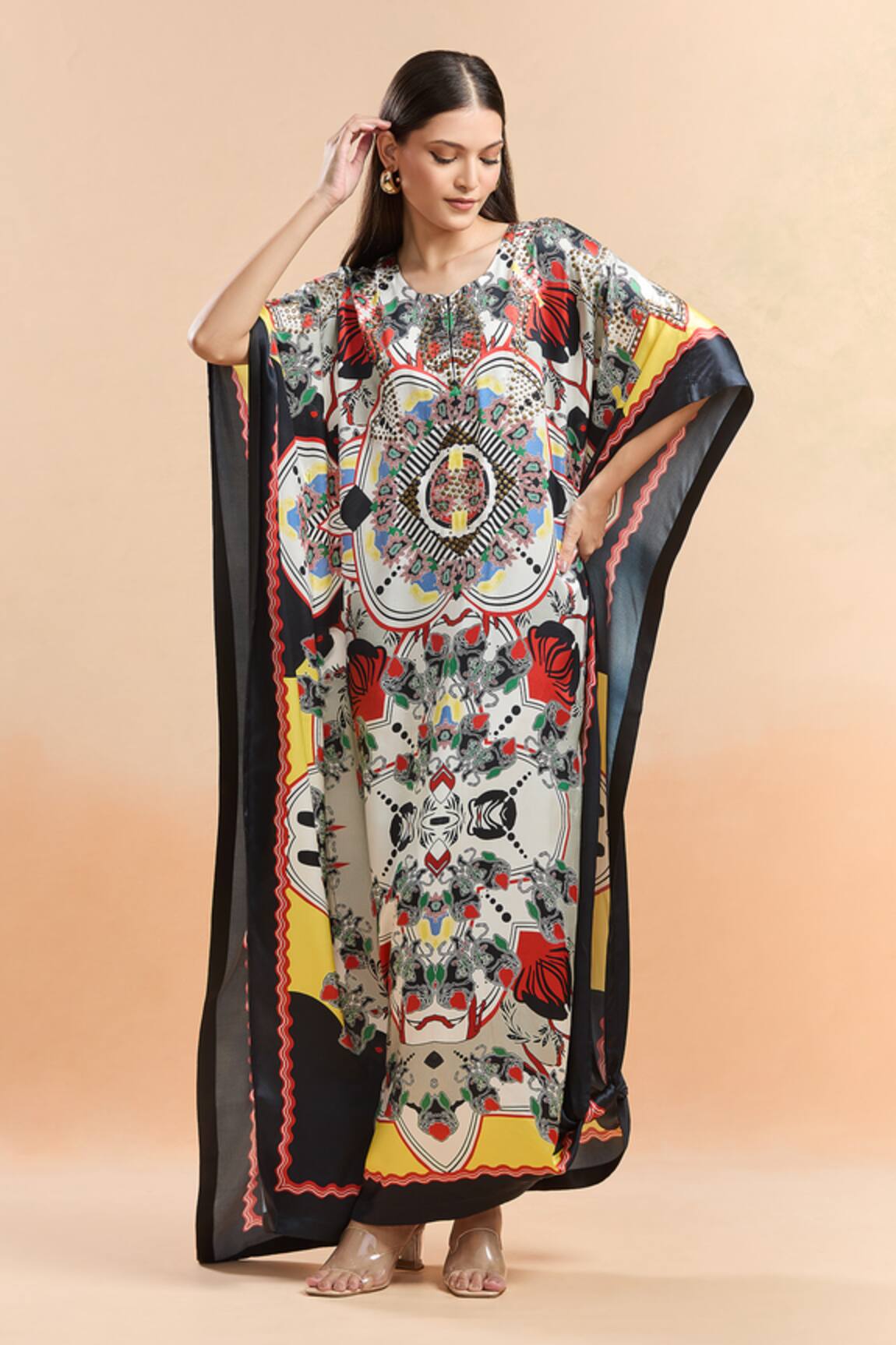 AK-OK Multi Color Abstract Print Kaftan