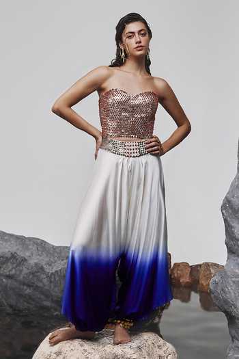 Tisha Saksena Eliya Ombre Harem Pant With Embellished Corset