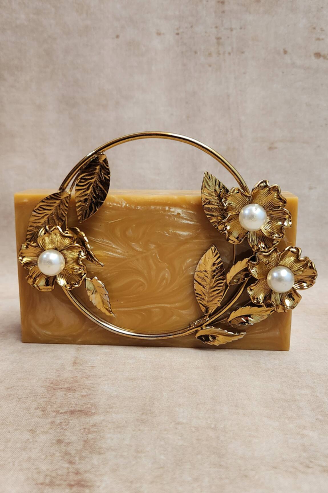 Adwita Bags & Jewels Blooming Flower Stud Embellished Handle Clutch Bag