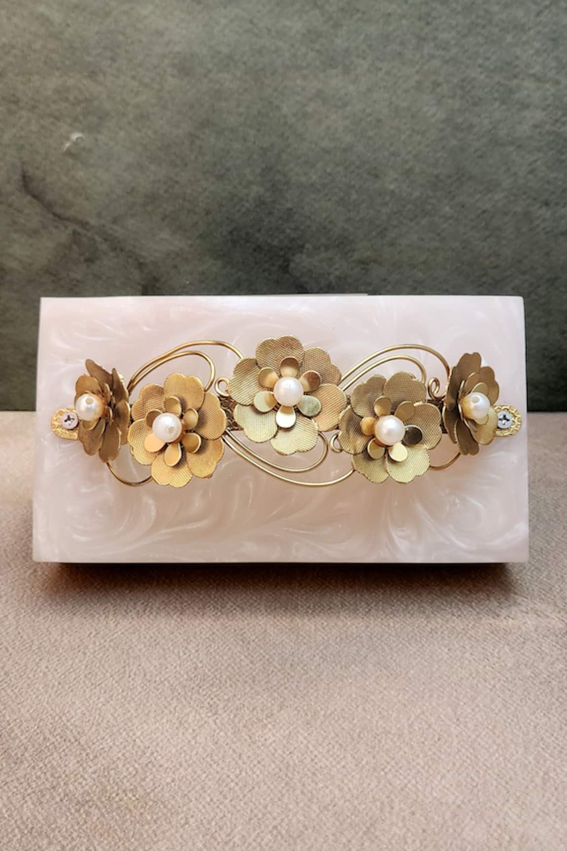 Adwita Bags & Jewels Floral Knuckle Embellished Clutch